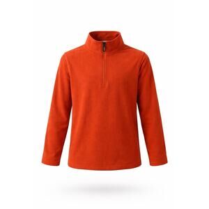 Lands End Kids XL 18-20 Orange Fleece Pullover 1/4 Zip Jacket Sweater